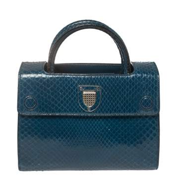 Pre Owned Dior Blue Python Mini Diorever Bag