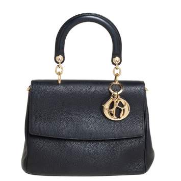 Pre Owned Dior Black Leather Small Be Dior Flap Top Handle Bag