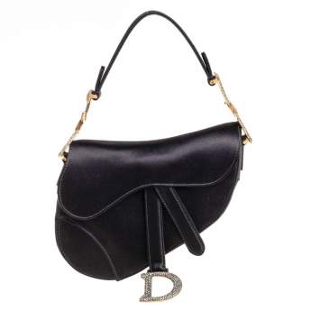 مملوكة مسبقًا Dior Black Satin Mini Saddle Shoulder Bag