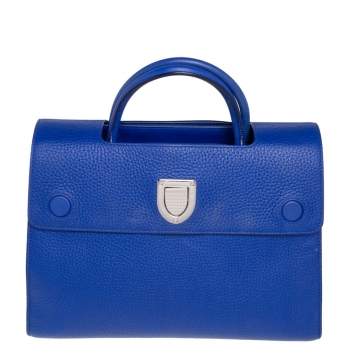Pre Owned Dior Blue Pebbled Leather Medium Diorever Tote 