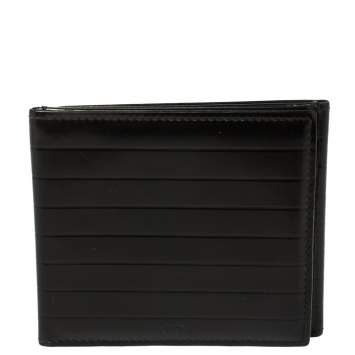 Pre Owned Dior Black Leather Trifold Compact Wallet