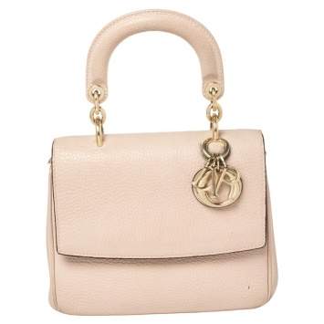 Pre Owned Dior Powder Pink Leather Mini Be Dior Top Handle Bag
