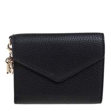 Pre Owned Dior Black Leather Diorissimo Envelope Wallet