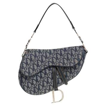 مملوكة مسبقًا Dior Blue Oblique Canvas and Leather Saddle Bag