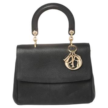Pre Owned Dior Black Leather Small Be Dior Flap Top Handle Bag