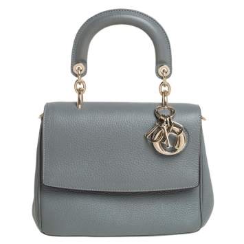 Pre Owned Dior Grey Leather Mini Be Dior Flap Top Handle Bag