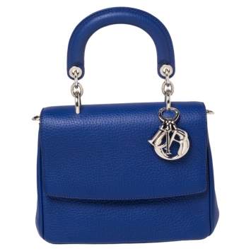 Pre Owned Dior Blue Leather Mini Be Dior Top Handle Bag