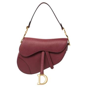 Pre Owned Dior Dark Red Leather Saddle Bag