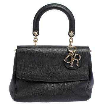 Pre Owned Dior Black Leather Small Be Dior Flap Top Handle Bag