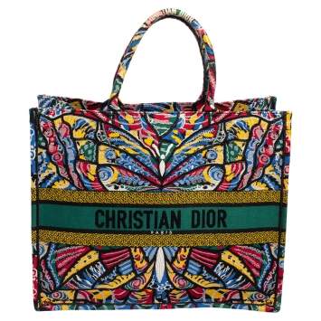 Pre Owned Dior Multicolor Embroidered Canvas Butterfly Book Tote