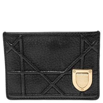 Pre Owned Dior Black Leather Diorama Card Holder