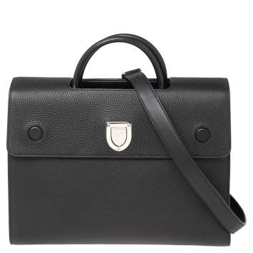 Pre Owned Dior Black Leather Large Diorever Top Handle Bag