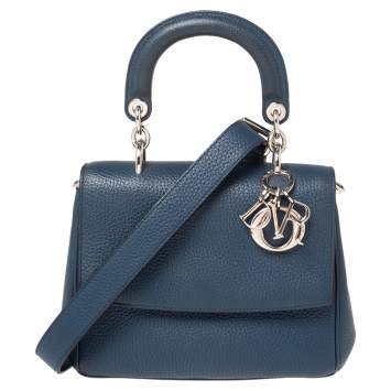 Pre Owned Dior Blue Leather Mini Be Dior Top Handle Bag