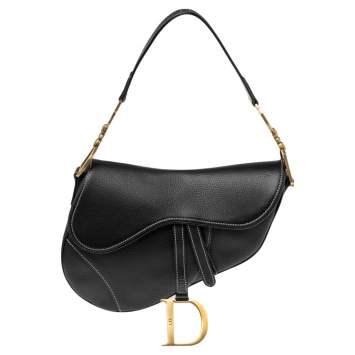 Pre Owned Dior Black Leather Saddle Bag