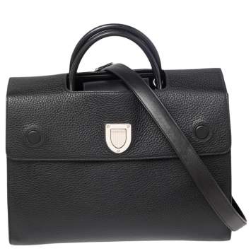 Pre Owned Dior Black Leather Large Diorever Top handle Bag