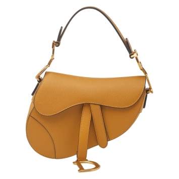 Pre Owned Dior Mustard Yellow Leather Saddle Bag