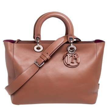 Pre Owned Dior Brown Leather Medium Diorissimo Shopper Tote