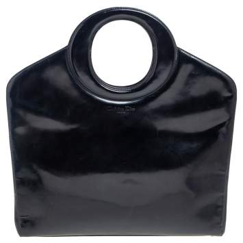 Pre Owned Dior Black Glossy Leather Vintage Frame Bag