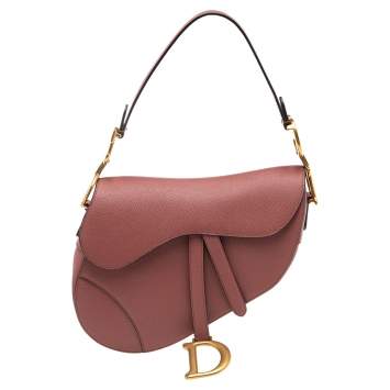 Pre Owned Dior Old Rose Leather Saddle Shoulder Bag