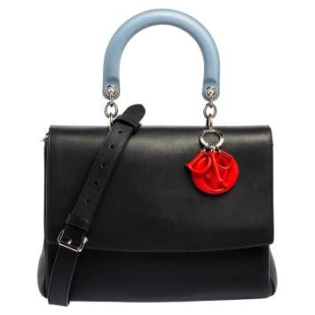 Pre Owned Dior Black Leather Medium Be Dior Top Handle Bag