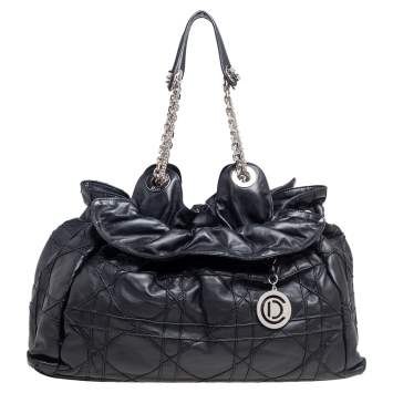Pre Owned Dior Black Cannage Leather Le Trente Hobo