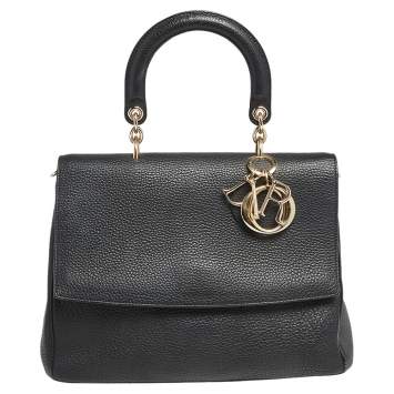 Pre Owned Dior Black Leather Medium Be Dior Flap Top Handle Bag