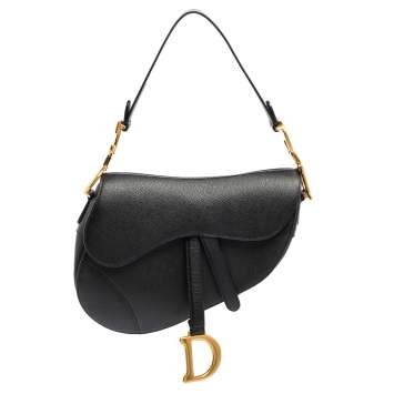 مملوكة مسبقًا Dior Black Leather Saddle Shoulder Bag