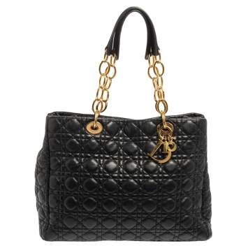Pre Owned Dior Black Cannage Leather Soft Lady Dior Shopper Tote