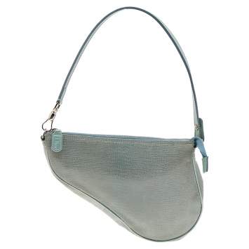 Pre Owned Dior Mint Green Lizard Effect Leather Saddle Bag