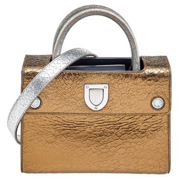 Pre Owned Dior Metallic Gold/Silver Leather Mini Diorever Bag