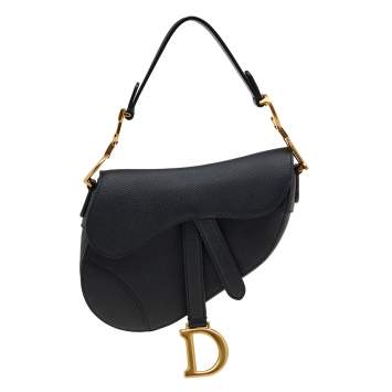 Pre Owned Dior Black Leather Mini Saddle Bag