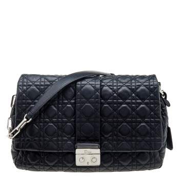 Pre Owned Dior Black Cannage Leather Large Miss Dior Flap Bag