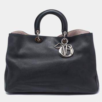 Pre Owned Dior Black Leather Extra Large Diorissimo Shopper Tote