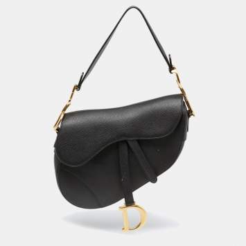 Pre Owned Dior Black Leather Saddle Shoulder Bag