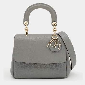Pre Owned Dior Grey Leather Mini Be Dior Flap Bag