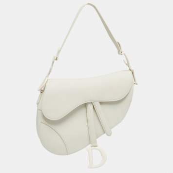 Pre Owned Dior White Leather Ultra-Matte Saddle Shoulder Bag