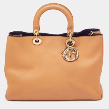 Pre Owned Dior Brown Leather Large Diorissimo Shopper Tote
