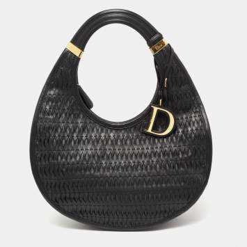 Pre Owned Dior Black Leather Contrast Twist Hobo