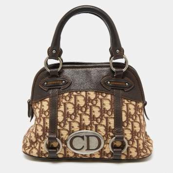 Pre Owned Dior Beige/Brown Diorissimo Canvas and Leather Satchel