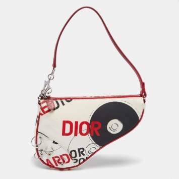 Pre Owned Christian Dior Tri-Color Canvas Hardcore Mini Saddle Bag