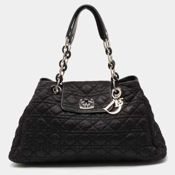 Pre Owned Dior Black Cannage Nylon Charming Lock Satchel