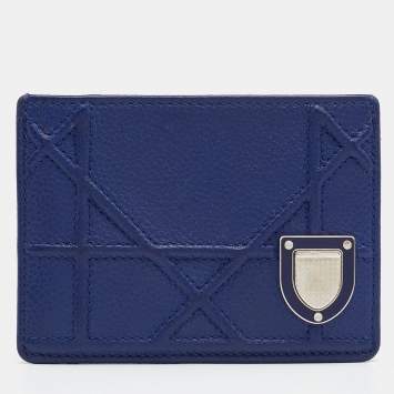 Pre Owned Dior Blue Leather Diorama Card Holder