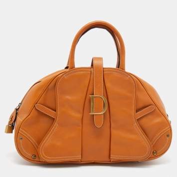 Pre Owned Dior Brown Leather Double Saddle Bowler Bag
