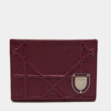 Pre Owned Dior Burgundy Leather Diorama Card Holder