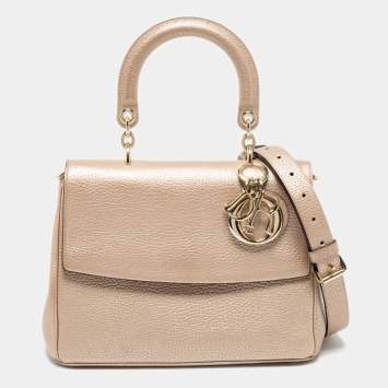 Pre Owned Dior Metallic Gold Leather Small Be Dior Flap Top Handle Bag