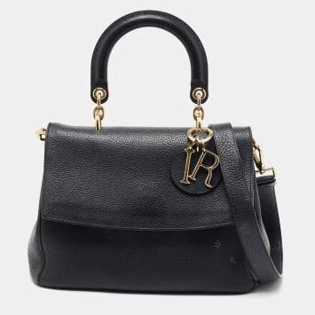 Pre Owned Dior Black Leather Small Be Dior Flap Top Handle Bag