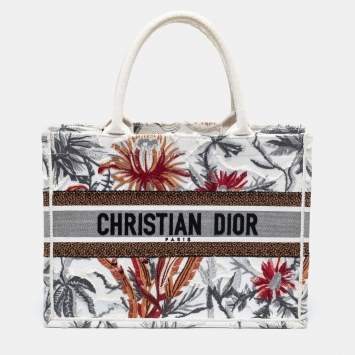 Pre Owned Dior Multicolor Toile De Jouy Tropicalia Embroidered Canvas Medium Book Tote