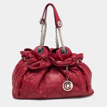 Pre Owned Dior Red Cannage Leather Le Trente Hobo