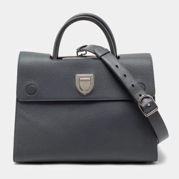 Pre Owned Dior Grey Leather Medium Diorever Top Handle Bag