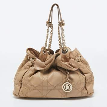 Pre Owned Dior Beige Cannage Leather Le Trente Hobo